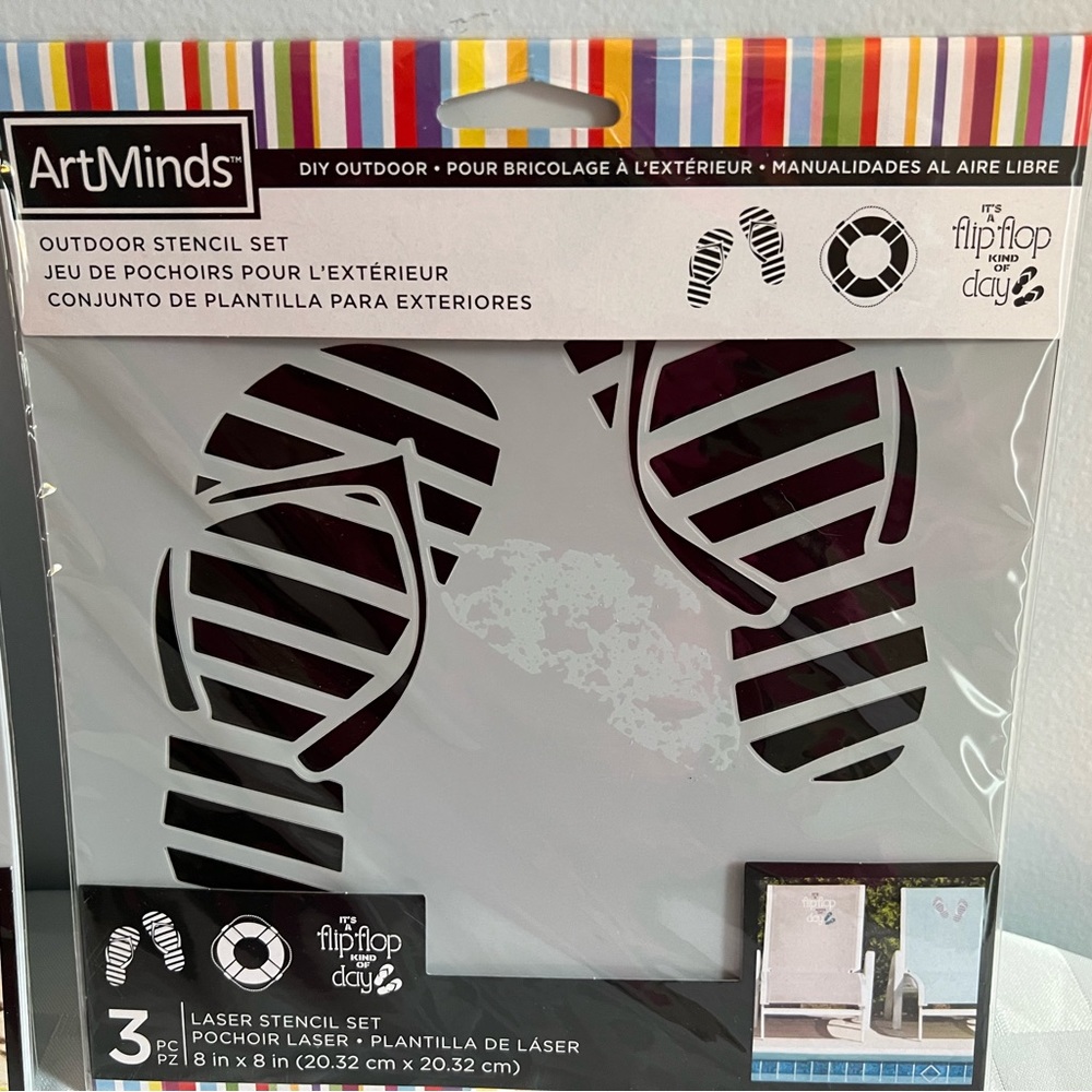 ArtMinds Flip Flop Outdoor Stencils  3 PC LASER SENTCIL SETS8 IN X 8 IN